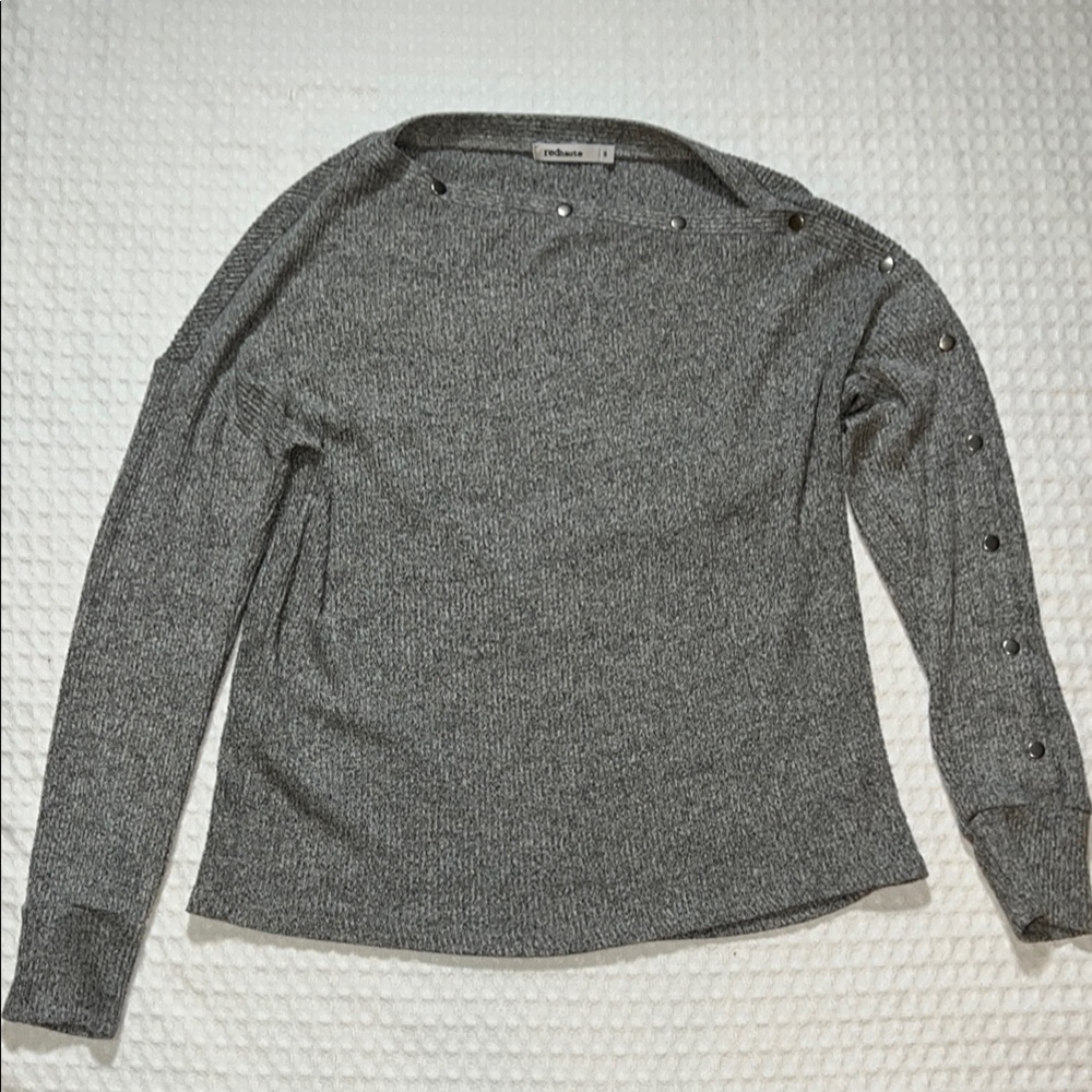 Red Haute Women’s 🩶 Gray Boat Neck Sweater🌺 Pullover Long Sleeve Stretch SZ S